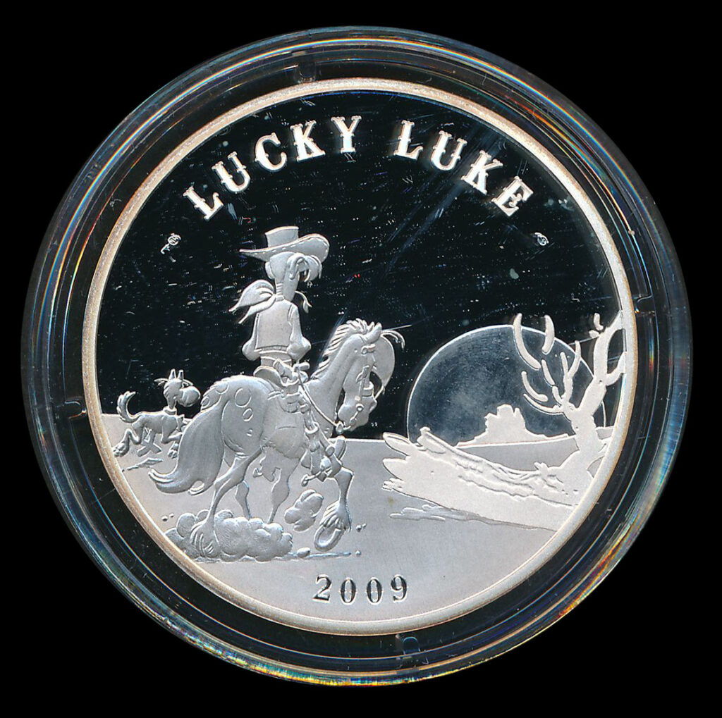 zilveren munt Lucky Luke