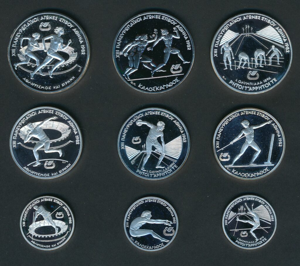 voorbeelden zilveren munten Olympische Spelen